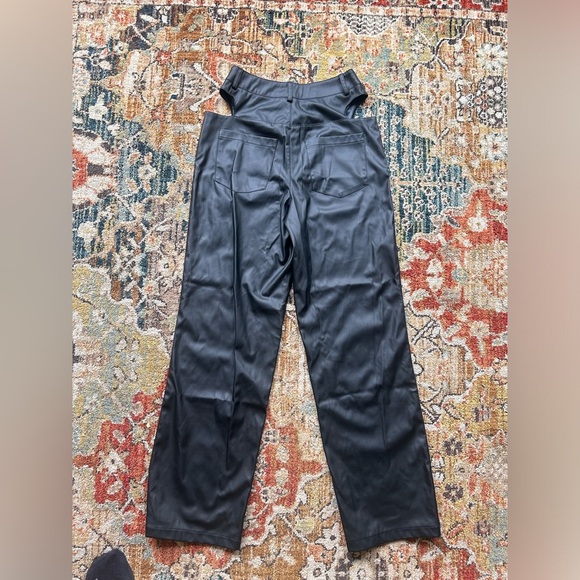 Princess Polly Desire Hip Cut Out Black Faux Leather Pants Size 4 Grunge Sexy - Picture 7 of 8